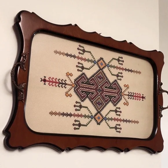 Vintage Handmade1960’s/1970’s Cross Stitch Embroidery Inlay Br… - Picture 1 of 8